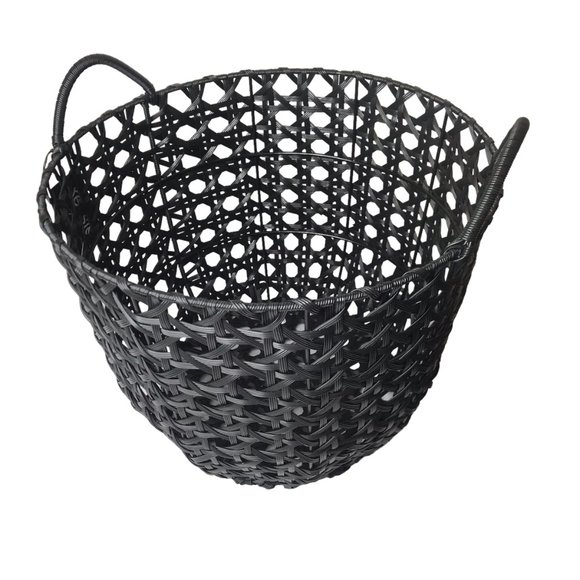 NEW NWT Kensie Storage Basket Tote Hamper Organizer Bin Woven Black 16" Tall - Picture 1 of 14